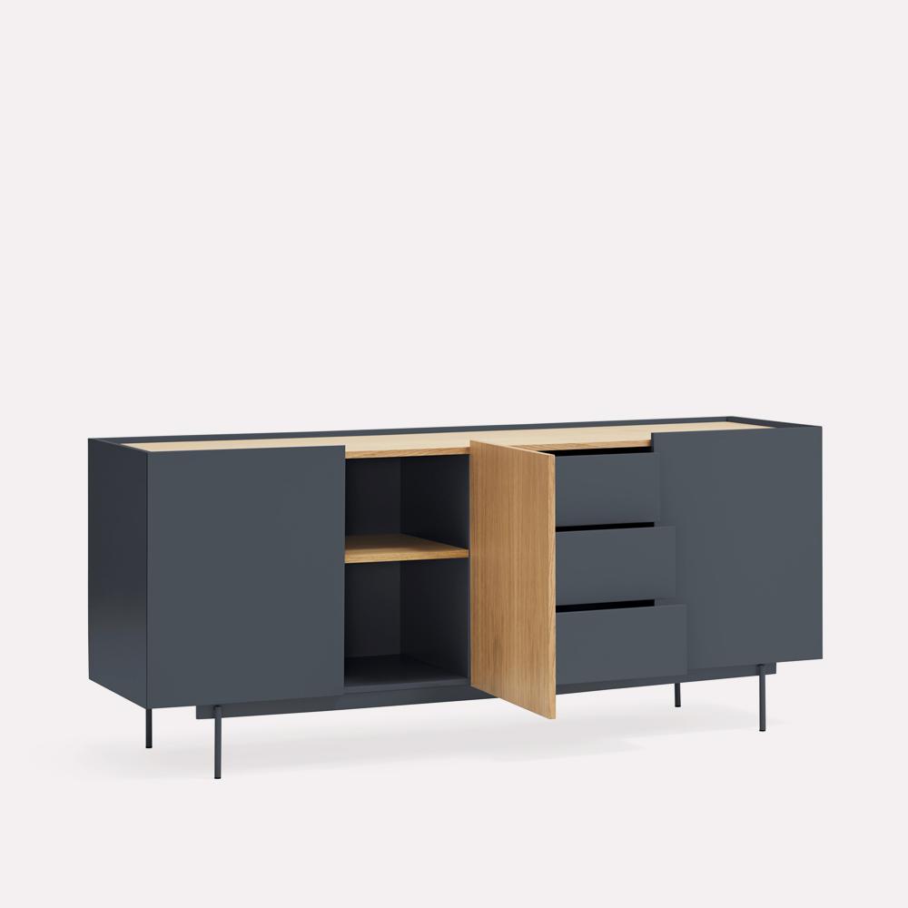 Aparador Otto 3 Puertas 3 Cajones Interiores Roble 180x45 de Teulat