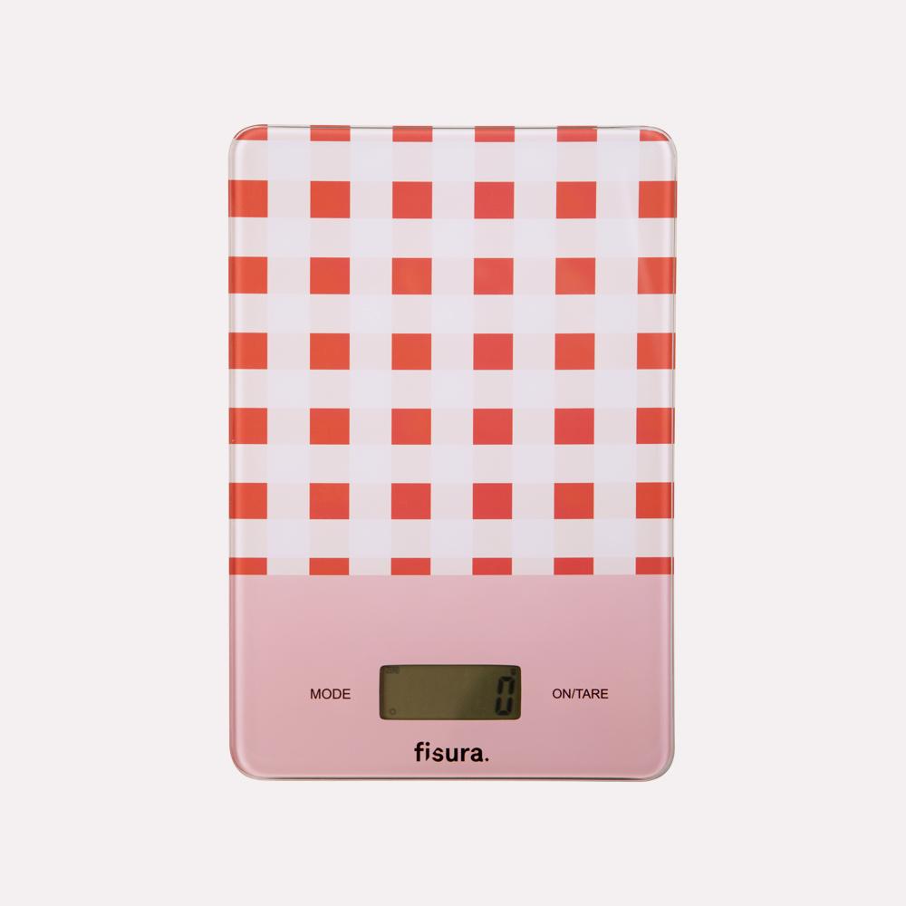 Báscula de Cocina Vichy Rojo de Fisura