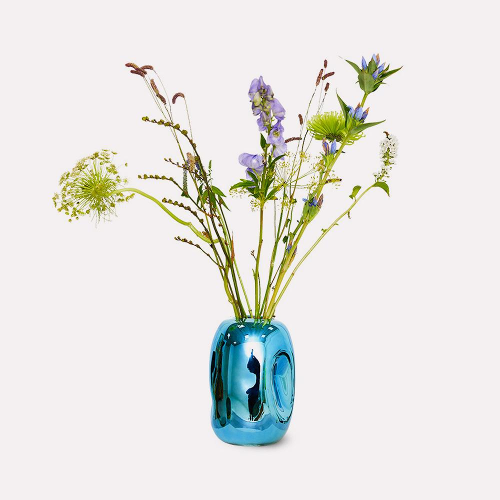 Jarron de Cristal HK Objects Blue Chrome de HKliving