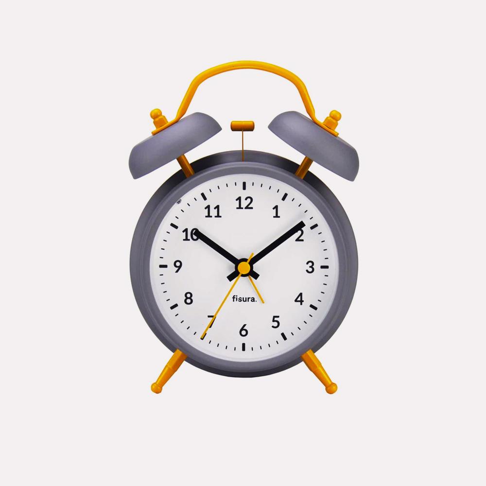 Reloj Despertador Retro Gris-Amarillo de Fisura