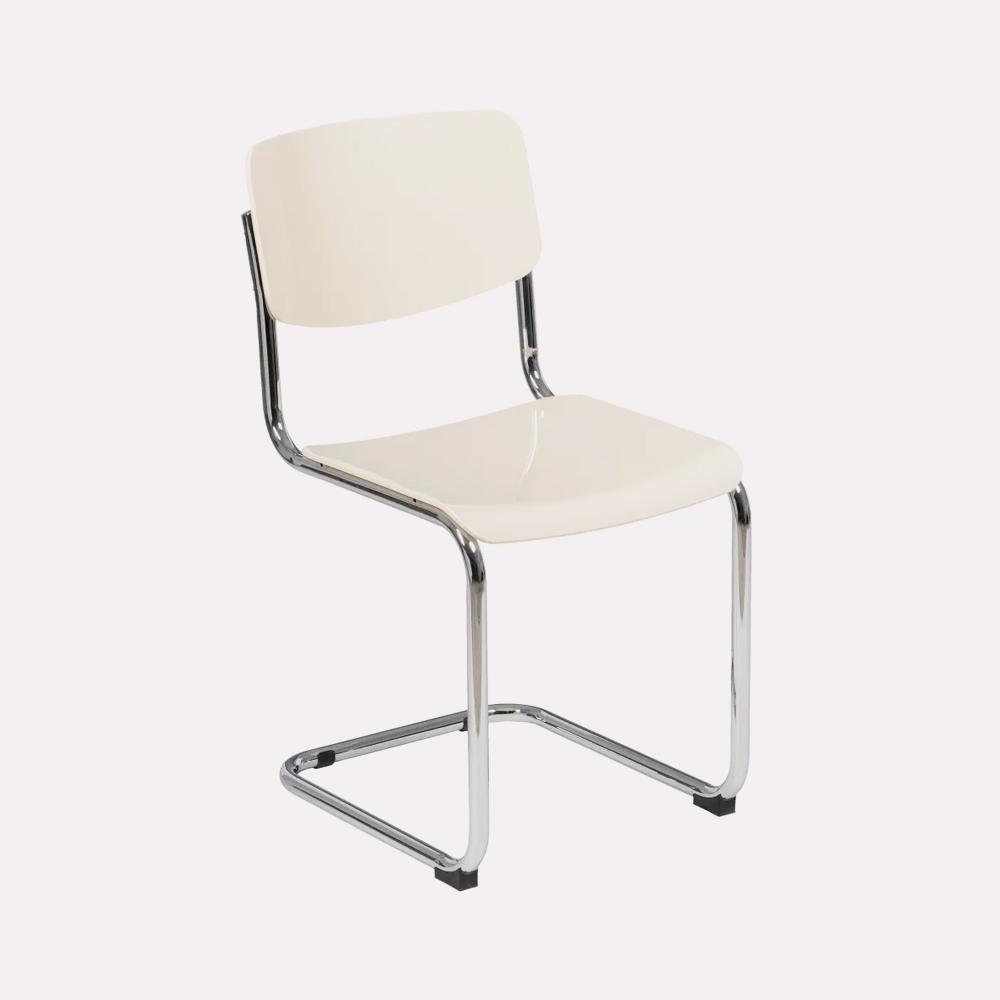 Silla Pecs Acero Cromado con ABS Blanco Roto Set 2 de Ixia