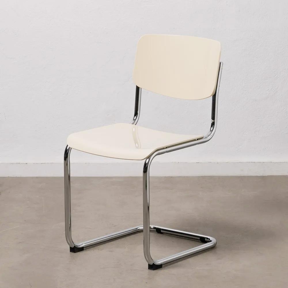 Silla Pecs Acero Cromado con ABS Blanco Roto Set 2 de Ixia