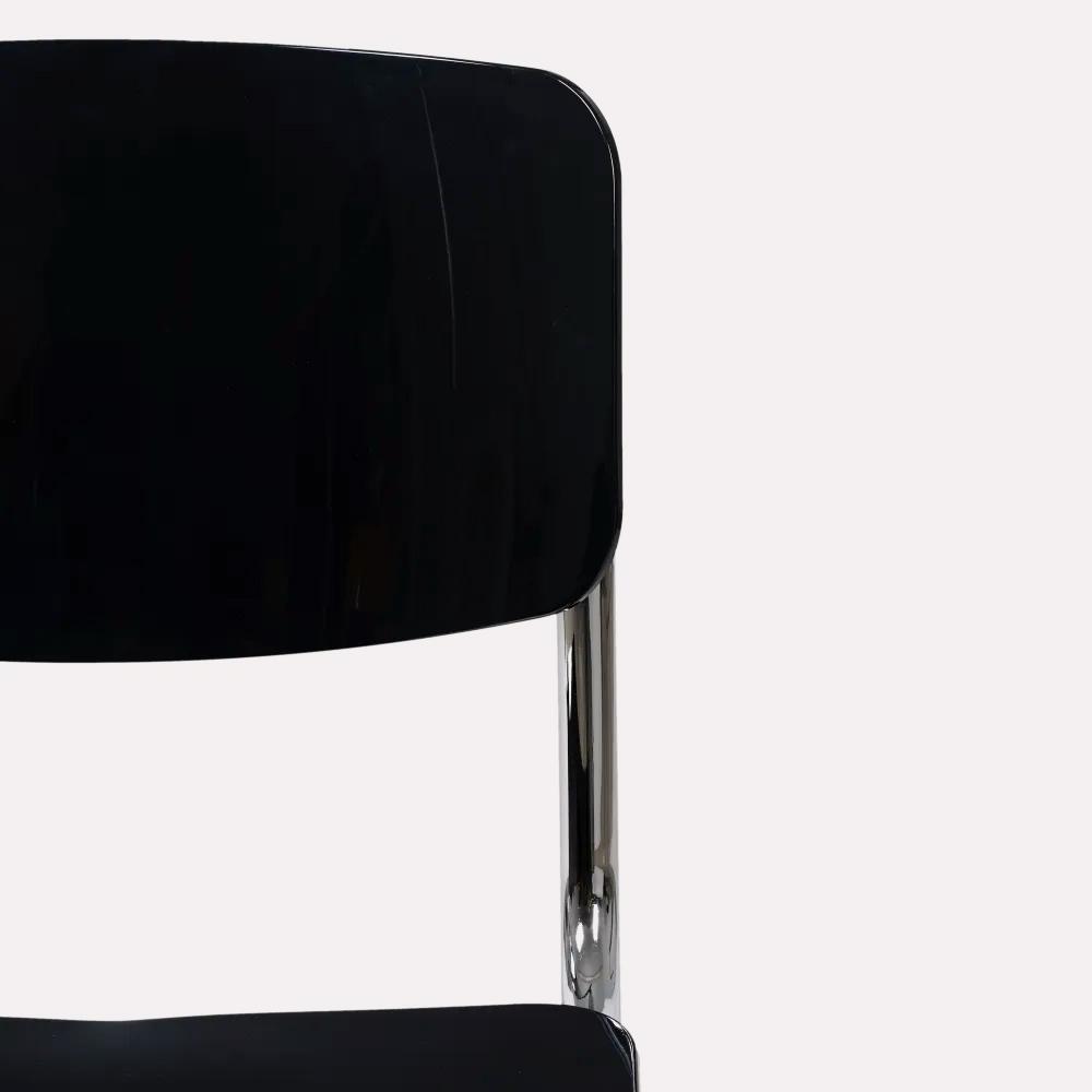 Silla Pecs Acero Cromado con ABS Negro Set 2 de Ixia
