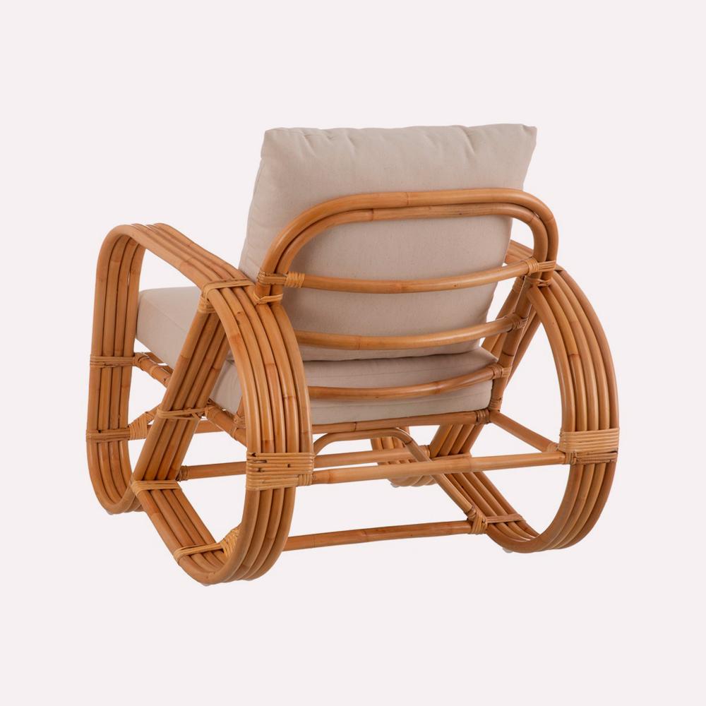 Sillon Lounge Swan Ratan Natural Tapizado Crema de Ixia