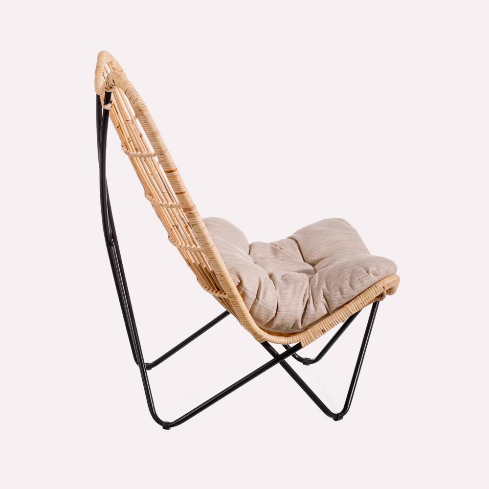 Sillon Monarca Ratan Natural Tapizado Crema de Ixia