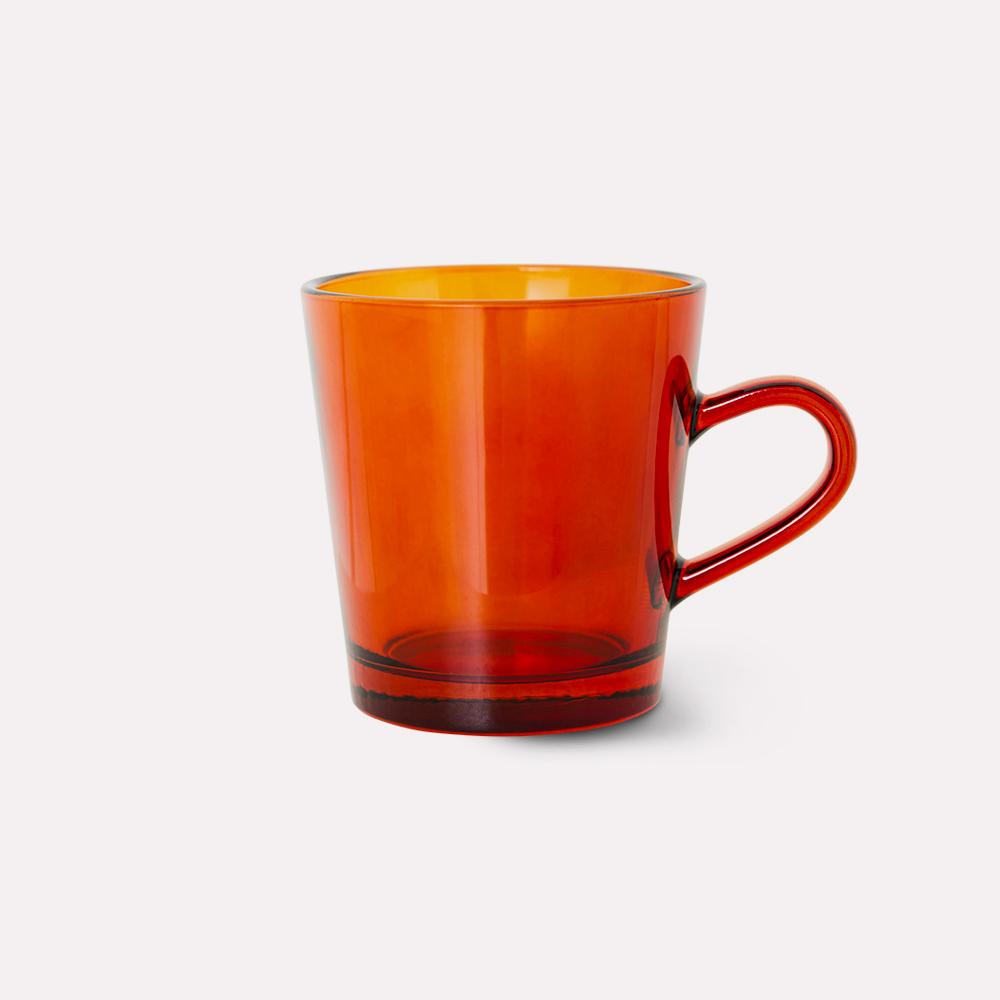 Taza 70s Glassware Coffee Cups Amber Brown Set 4 de HKliving
