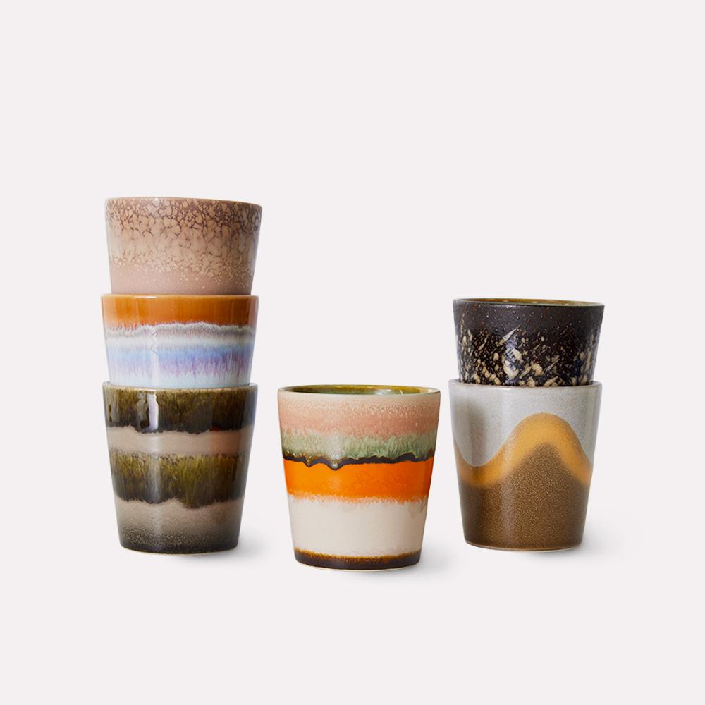 Taza Ceramic 70s Coffee Mug Elements Set 6 de HKliving