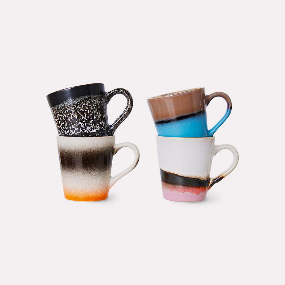Taza Ceramic 70s Espresso Mug Funky Set 4 de HKliving