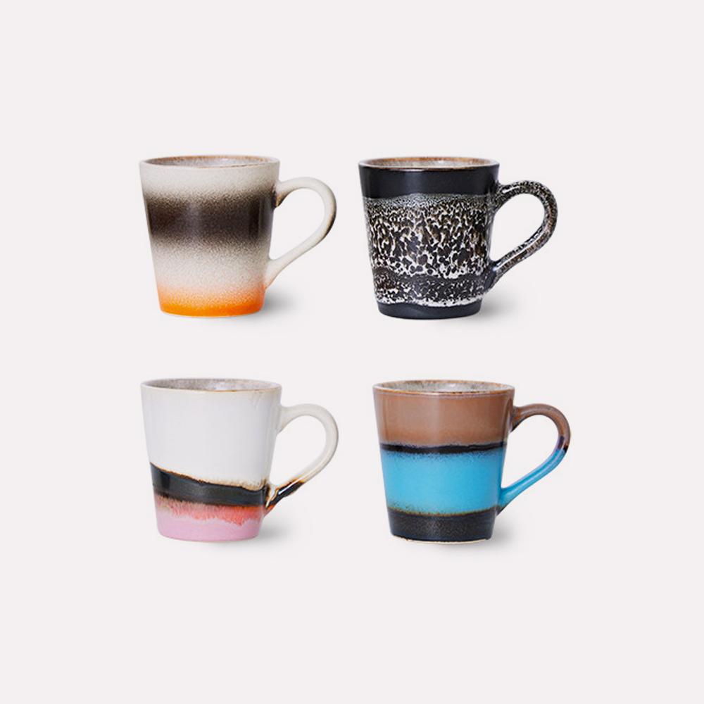 Taza Ceramic 70s Espresso Mug Funky Set 4 de HKliving
