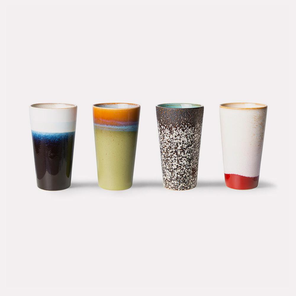 Taza Ceramic 70s Latte Mug Antares Set 4 de Hkliving