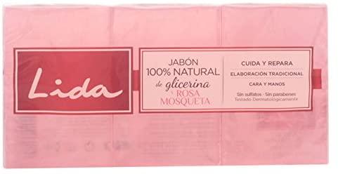 Lida Jabón Glicerina y Rosa Mosqueta  pack 3 pastillas