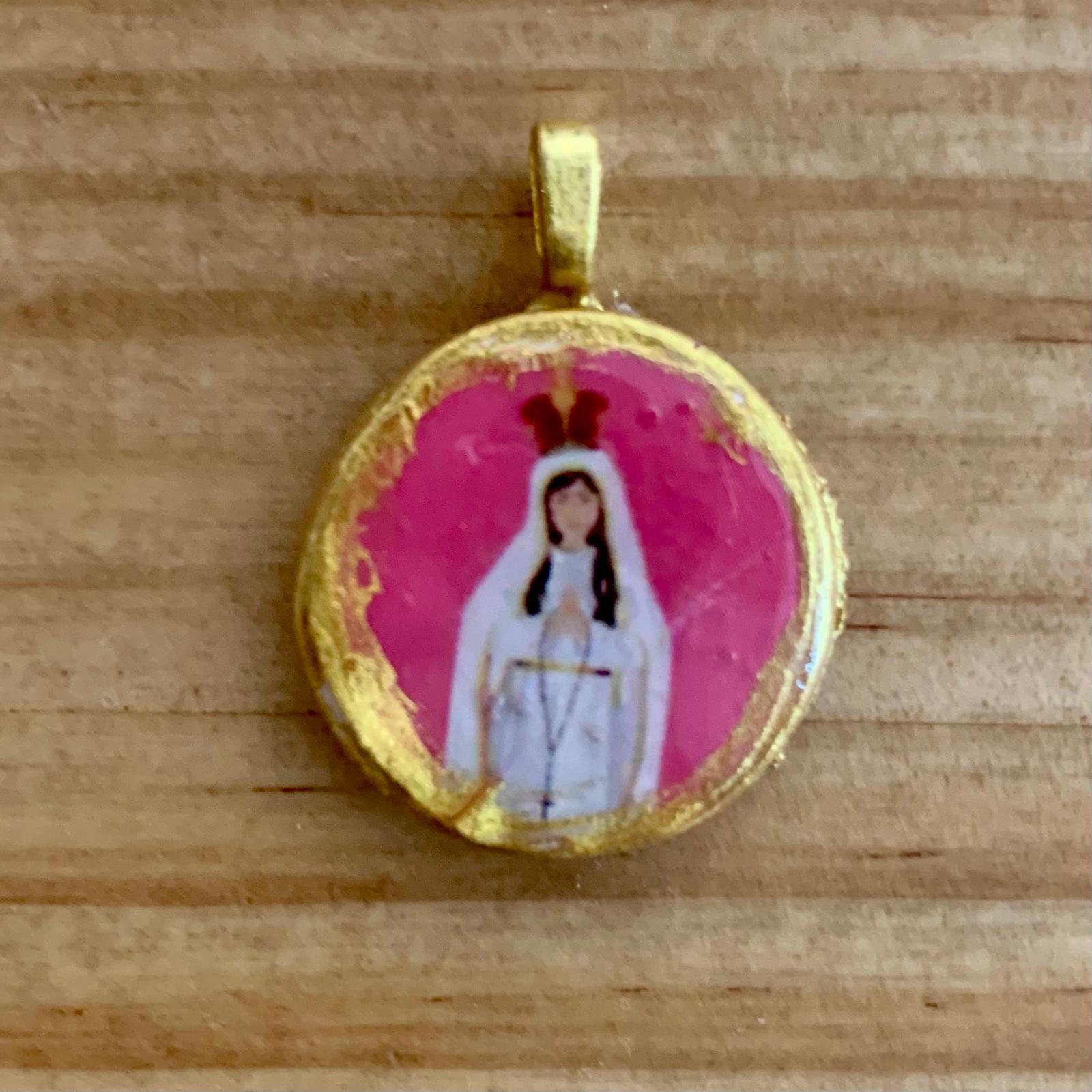 COLLAR CORDON MEDALLA REDONDA SANTA ROSA DE LIMA