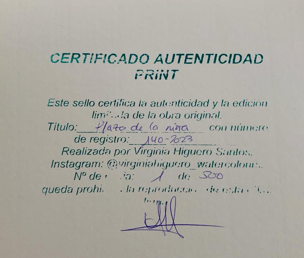 LAMINA PLAZA DE LA NIÑA A4 VIRGINIA HIGUERO