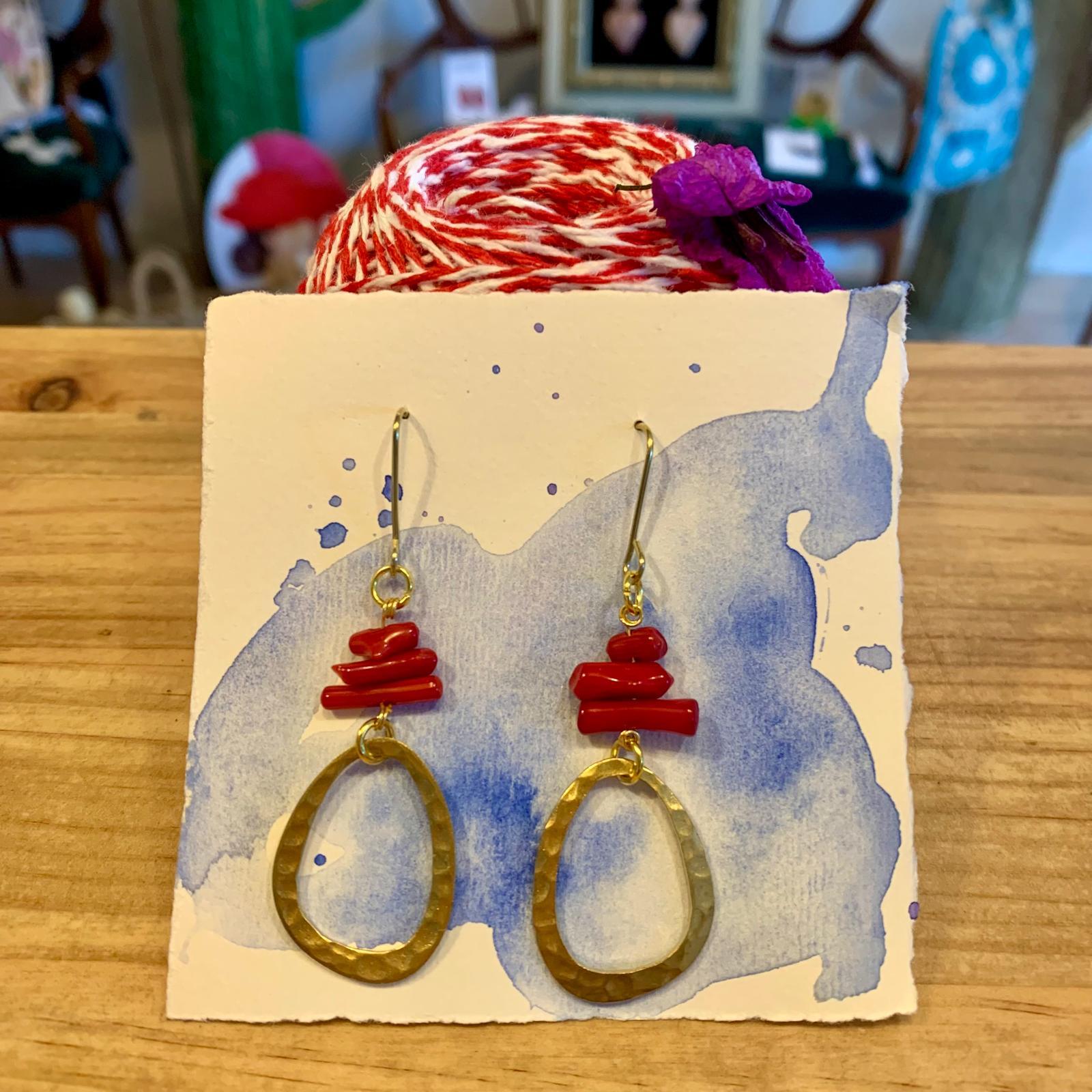 PENDIENTES OLA MARINA CORAL ROJO
