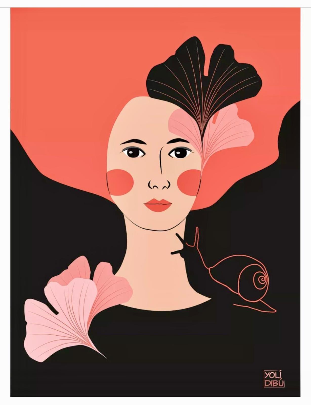 LAMINA PRINT MUJER CARACOL