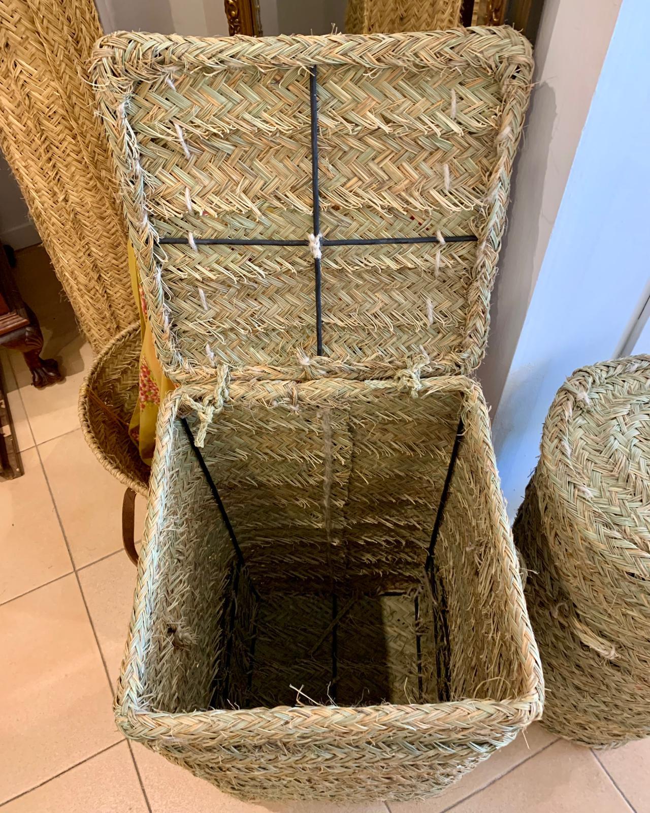 CESTA ROPA CUADRADO CON TAPA ESPARTO