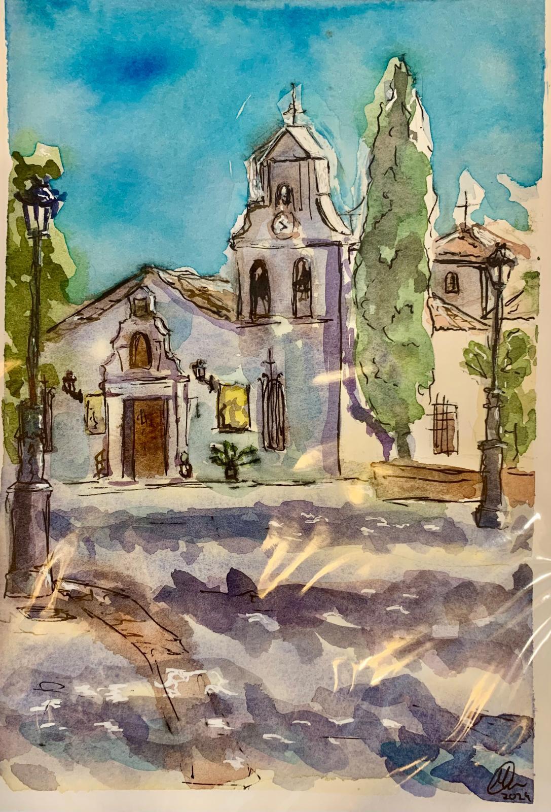 ACUARELA IGLESIA SANTO DOMINGO GUZMAN
