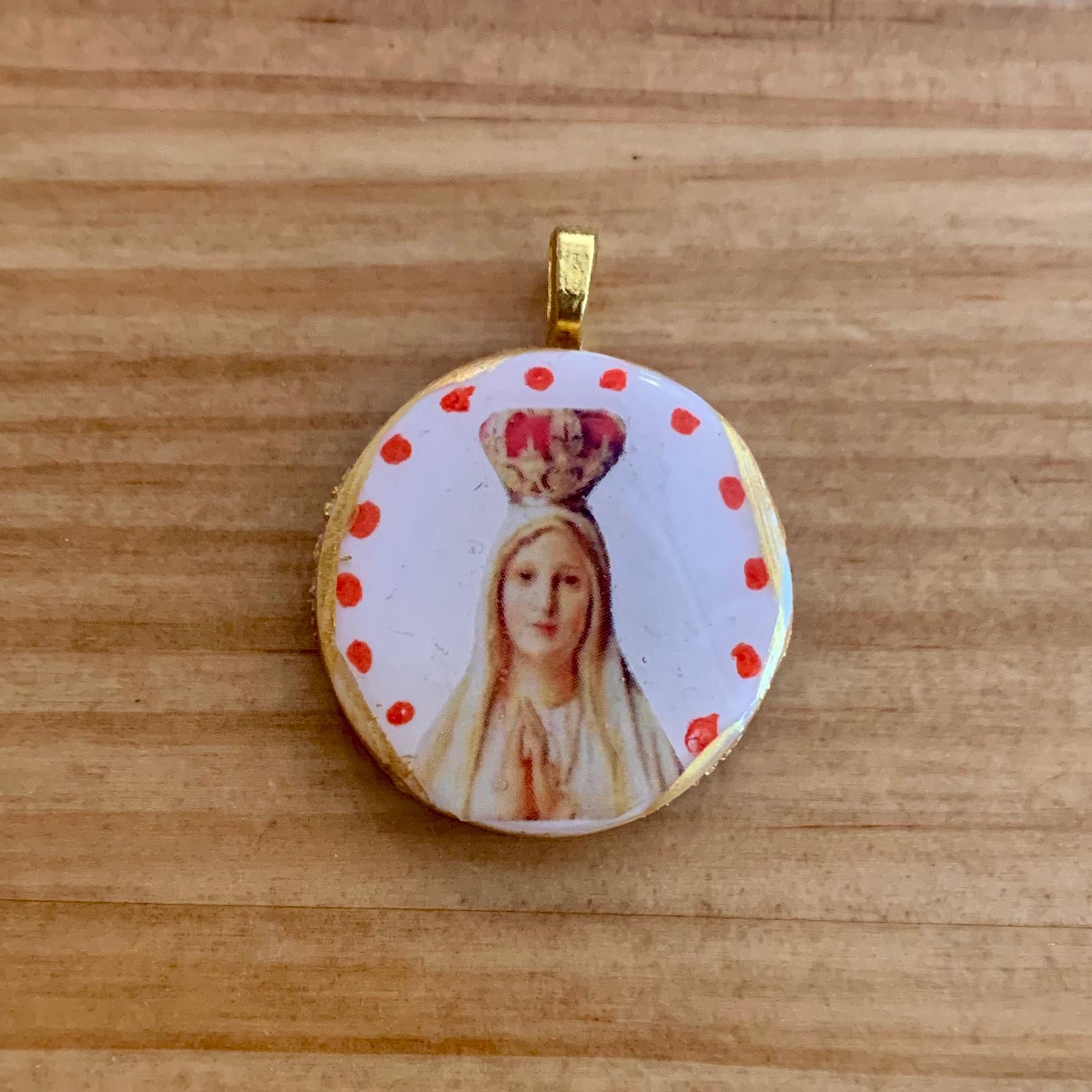 COLLAR CORDON CON MEDALLA REDONDA NUESTRA SEÑORA DE FATIMA