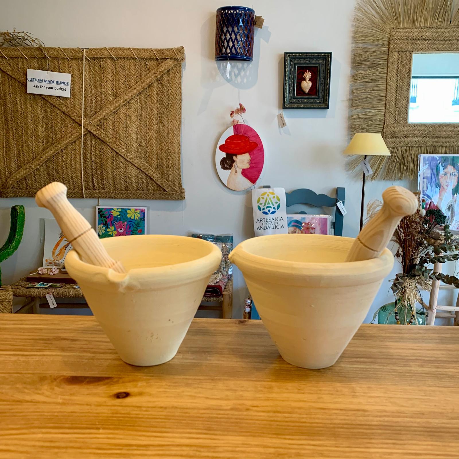 MORTERO COCINA CON MAZA MADERA