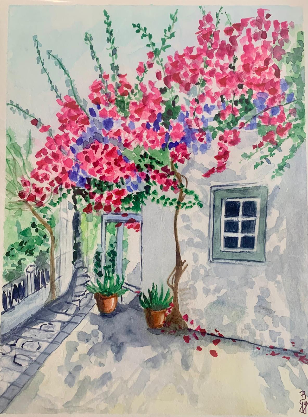 ACUARELA BOUGAINVILLE CASA PRINT