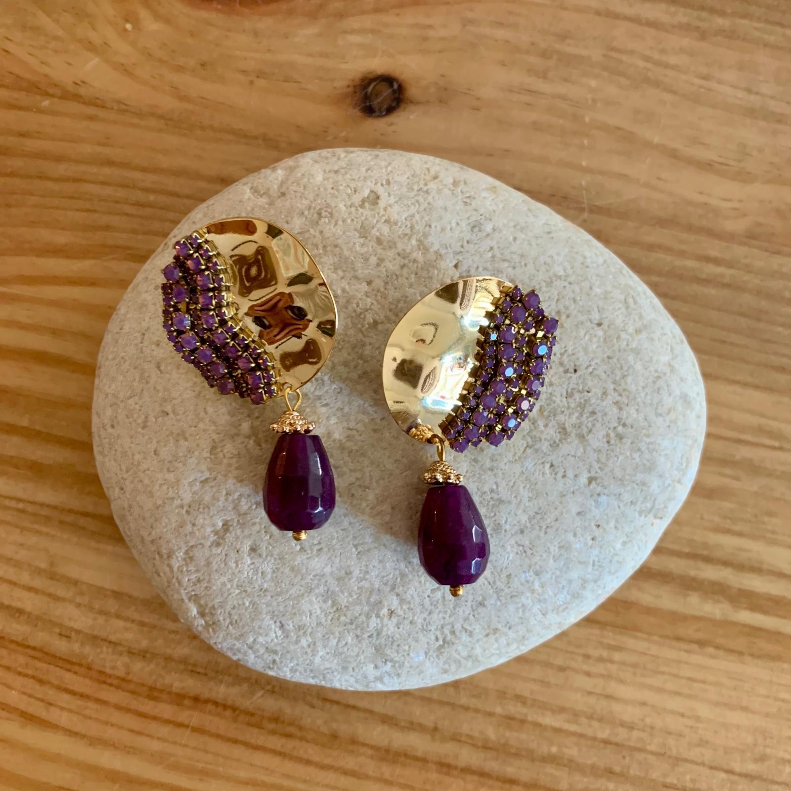 PENDIENTES ORO VIOLETA