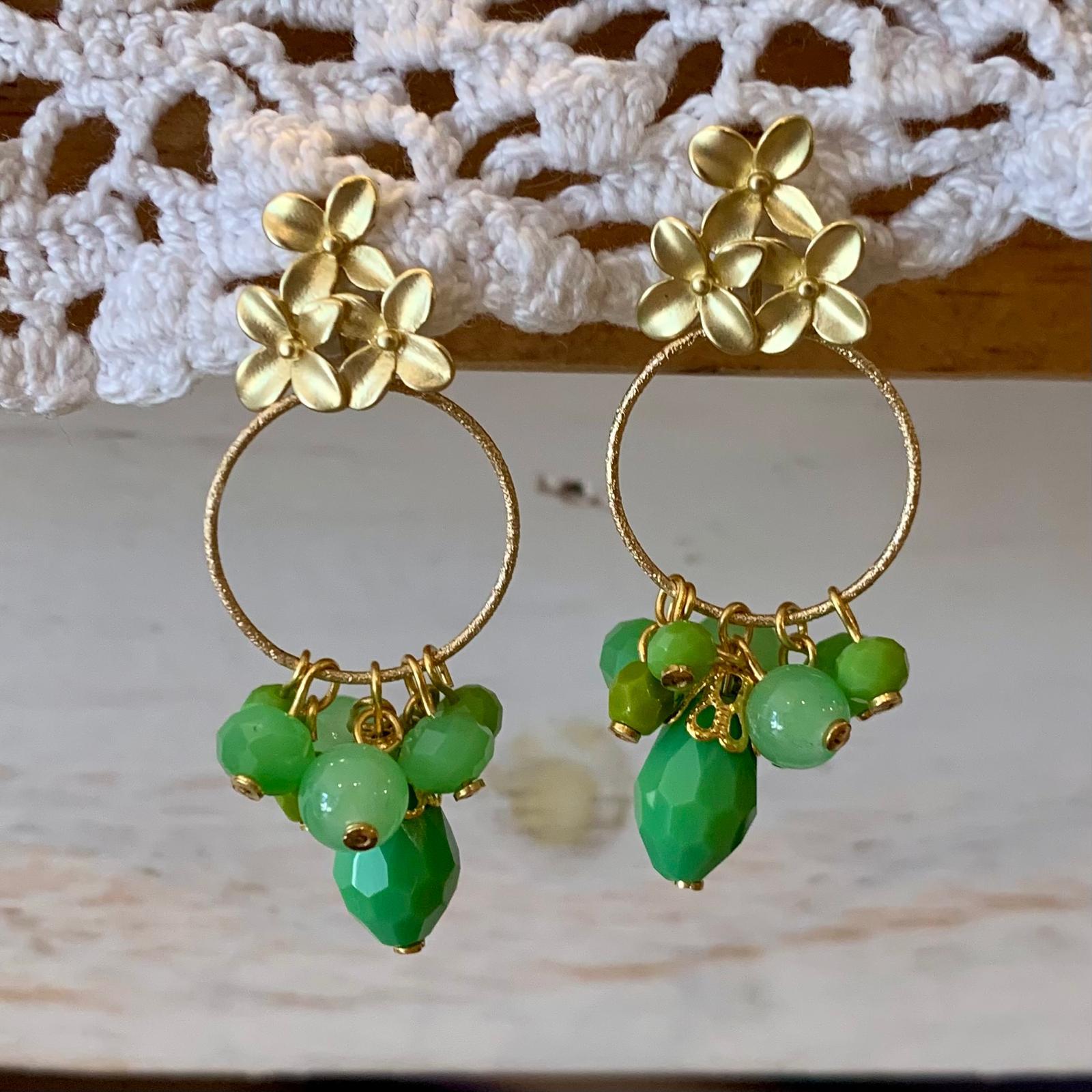 PENDIENTES SUSPIROS TONOS VERDES CLAROS