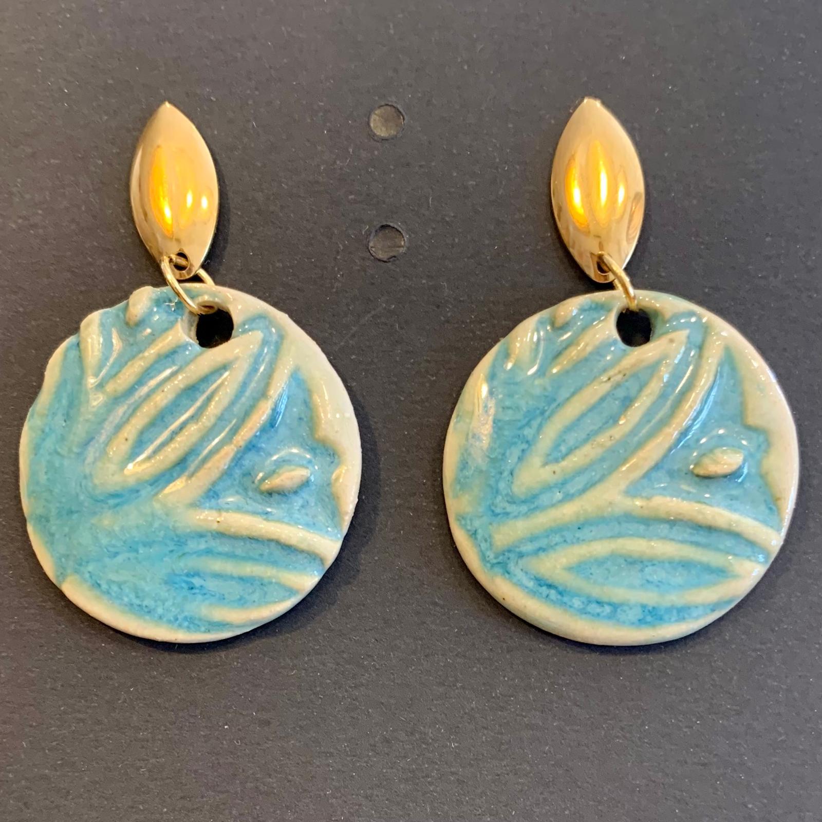 PENDIENTES CERAMICA  REDONDOS CELESTES