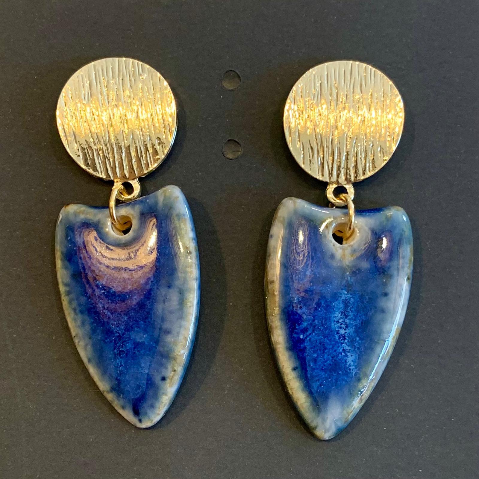 PENDIENTES CERAMICA MARINO Y ORO