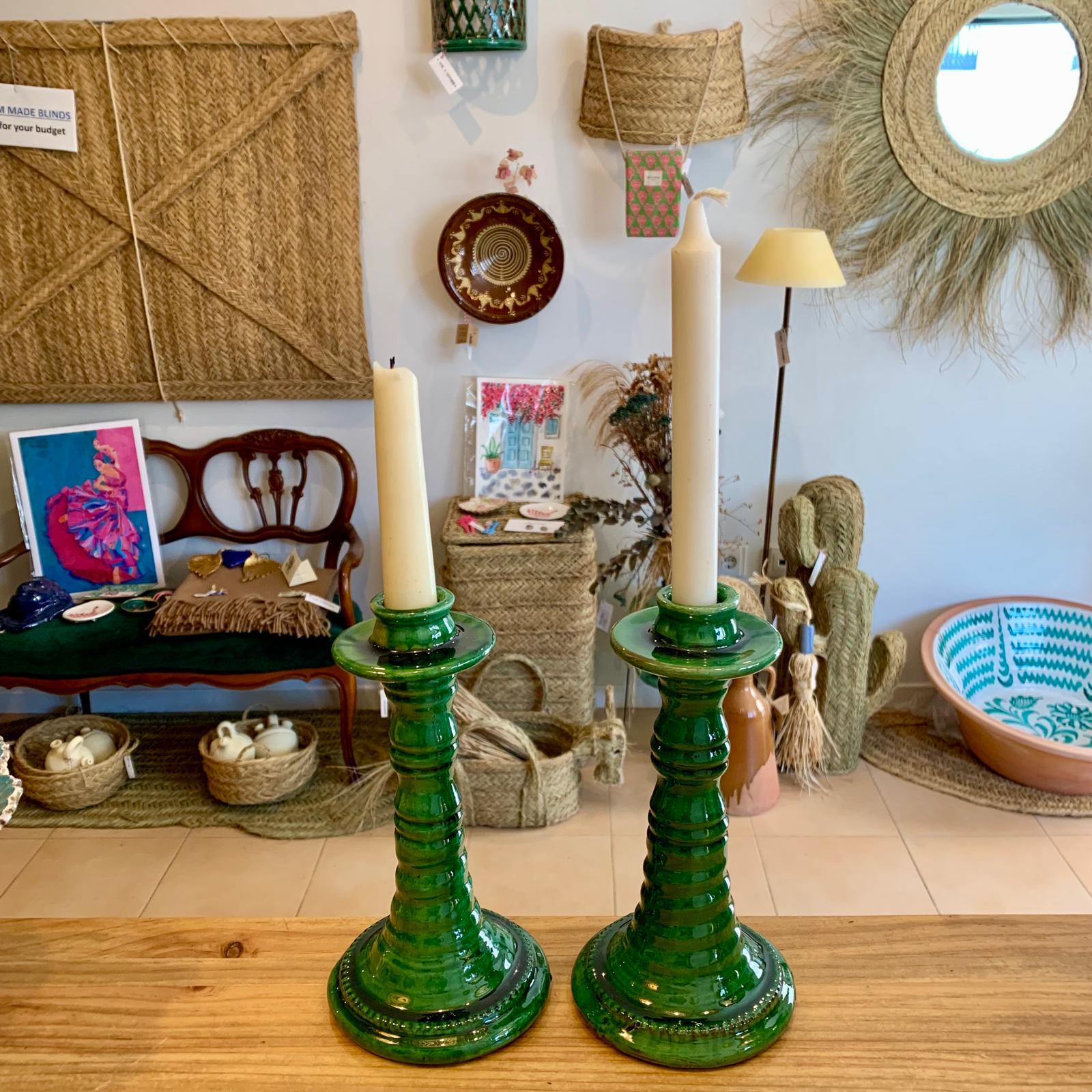 CANDELABRO VERDE CERAMICA