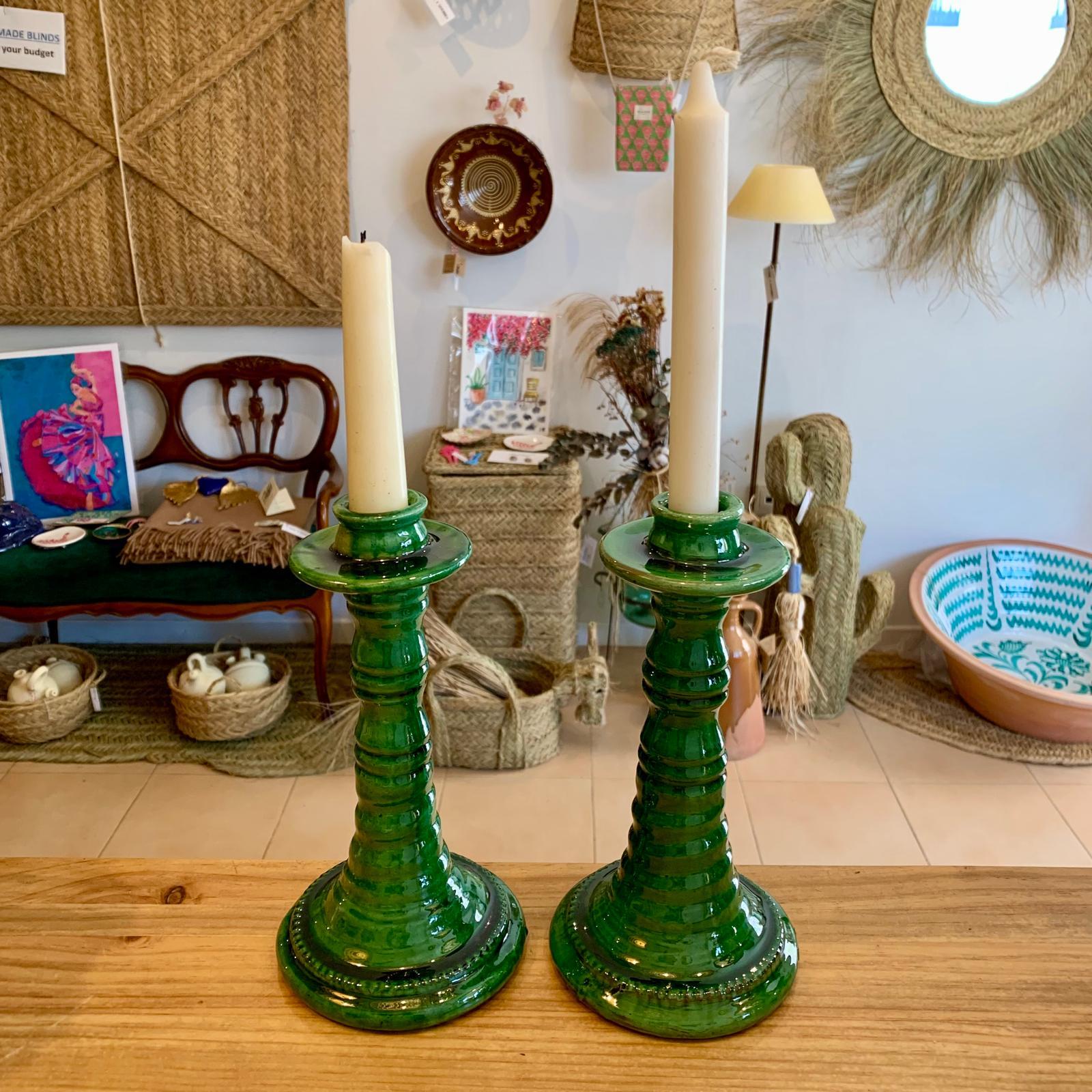 CANDELABRO VERDE CERAMICA