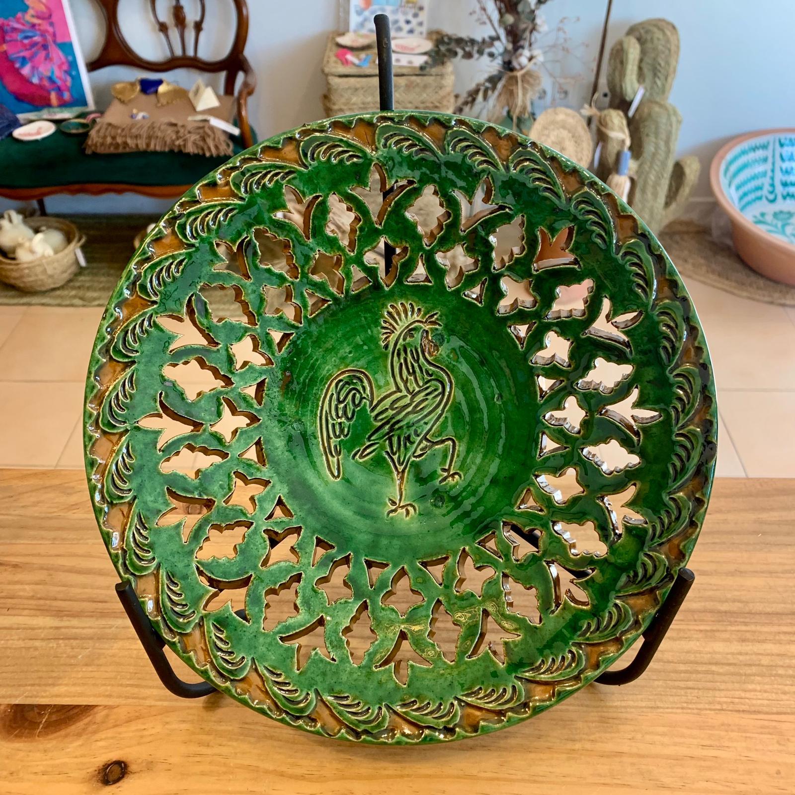 PLATO CALADO GALLO VERDE 26CM