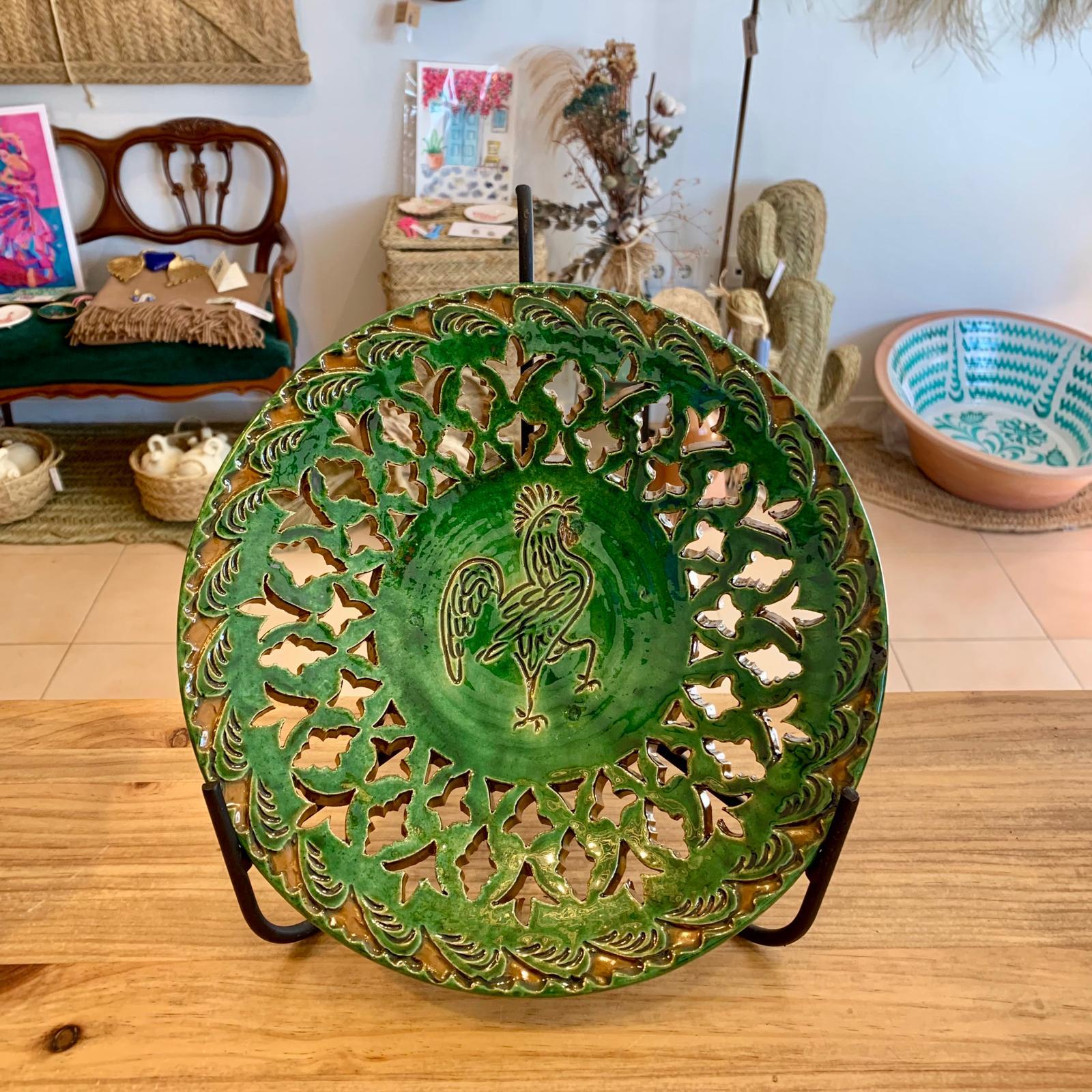 PLATO CALADO GALLO VERDE 26CM