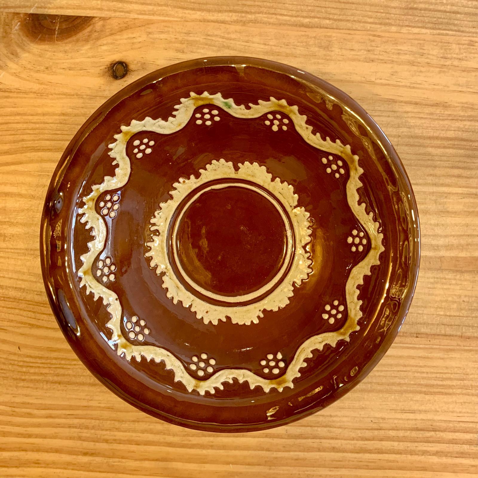 PLATO CUENCO PEQUEÑO MARRON DECORADO