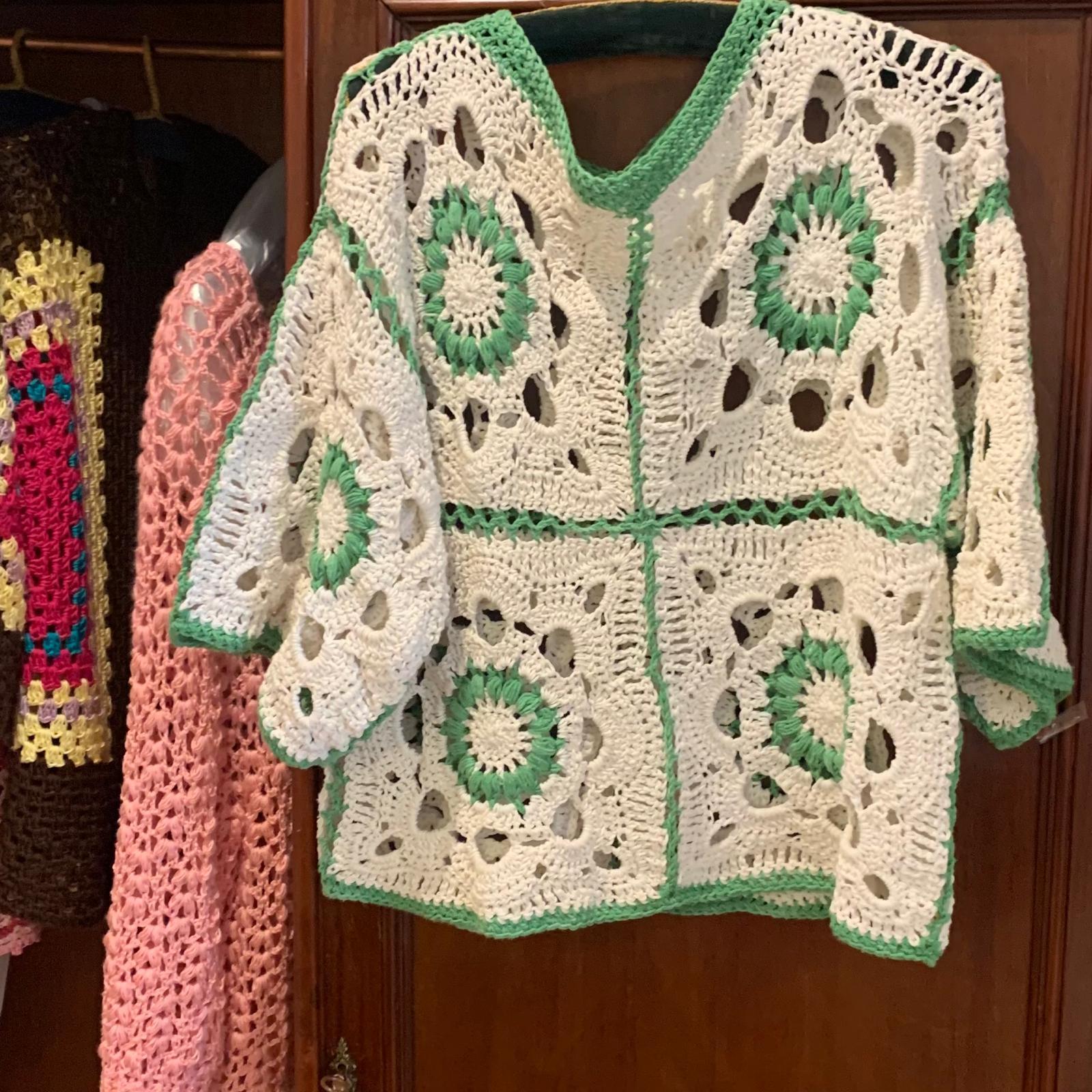JERSEY CROCHET BLANCO VERDE