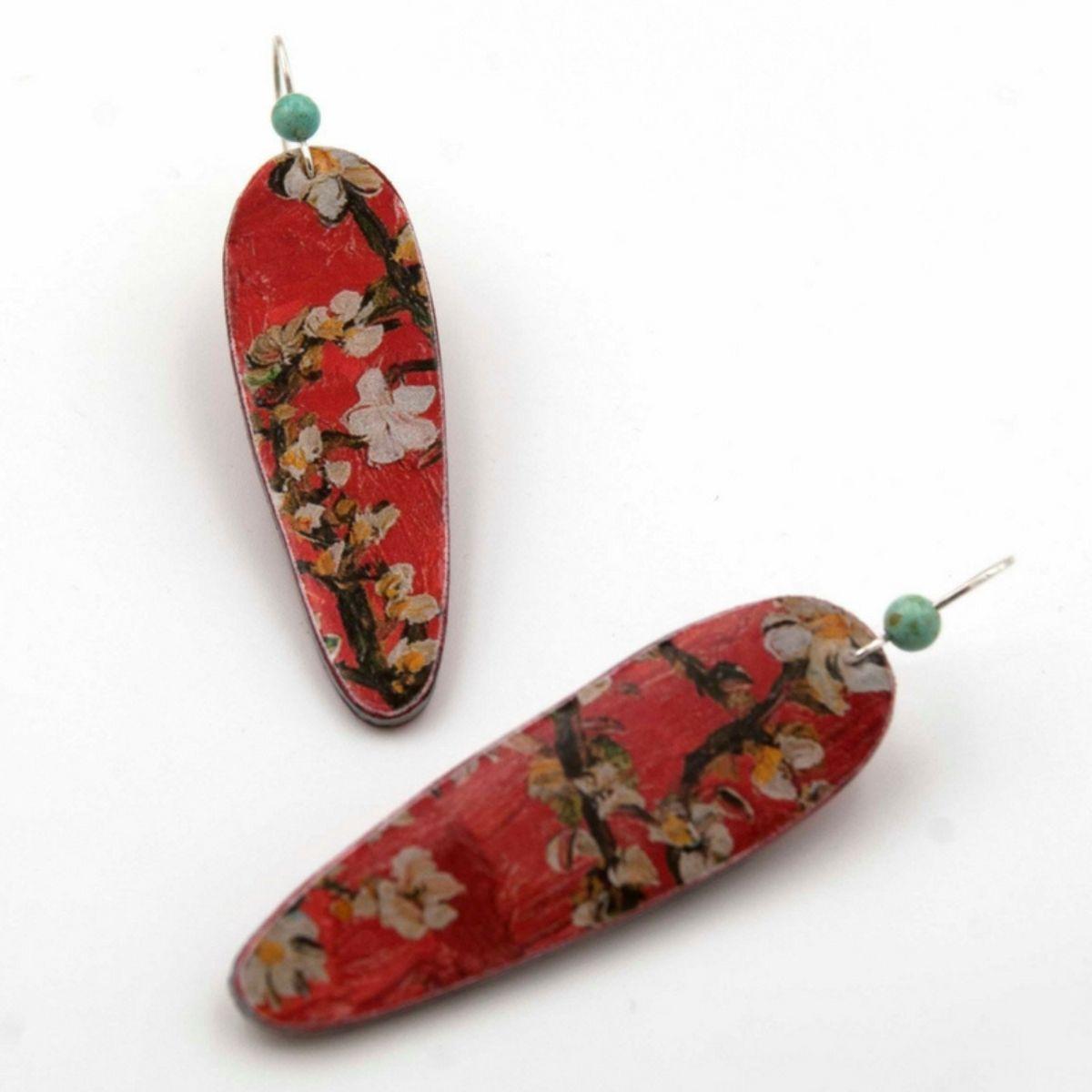 PENDIENTES ALMENDRO ROJO LARGOS