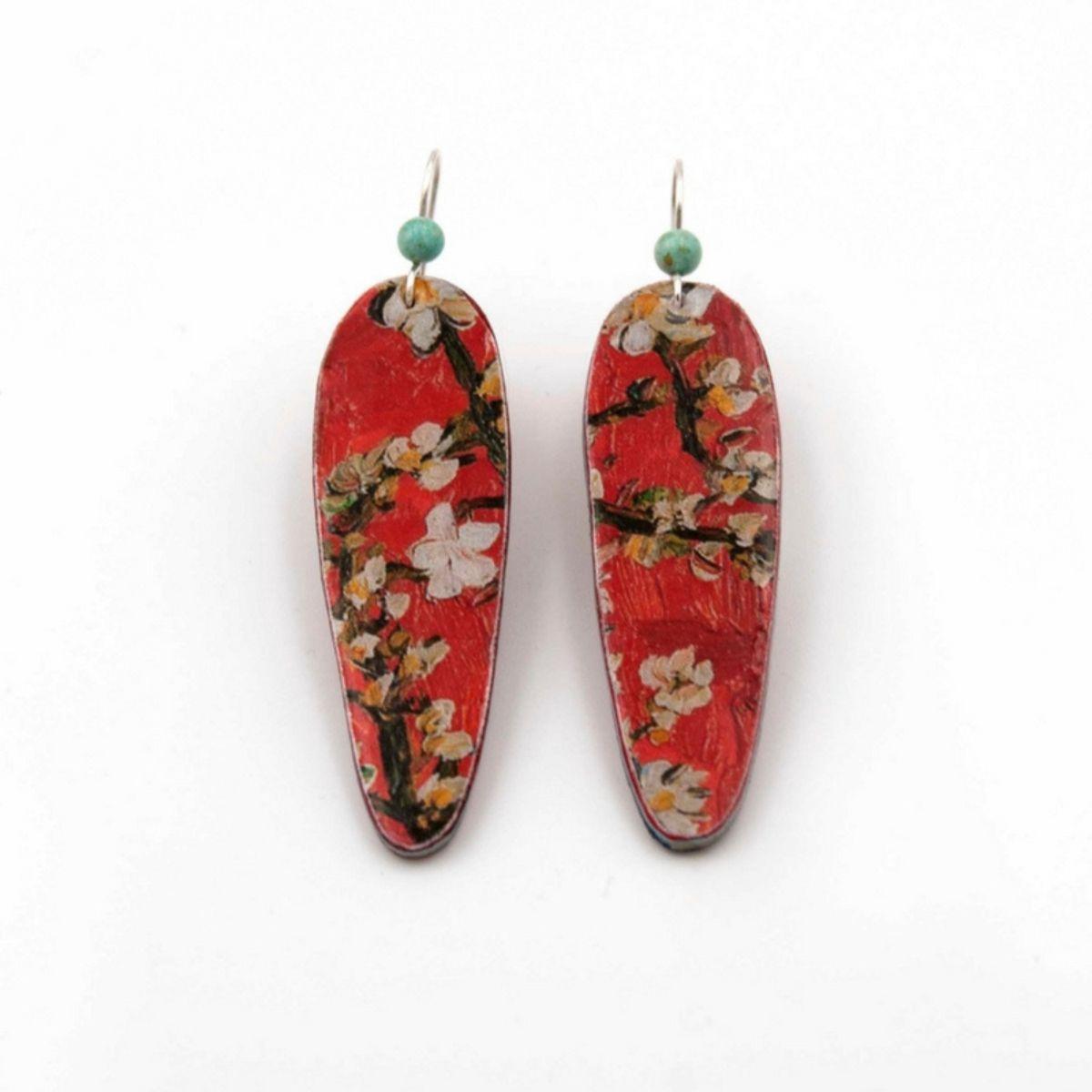 PENDIENTES ALMENDRO ROJO LARGOS