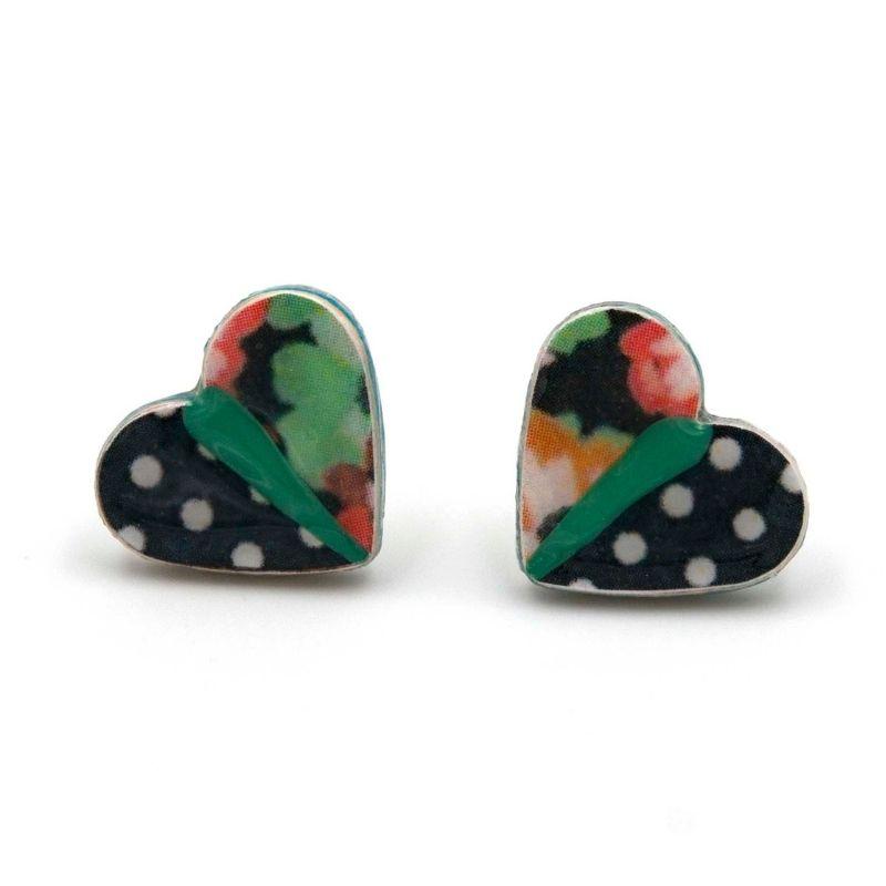 PENDIENTES CORAZONES FLORES
