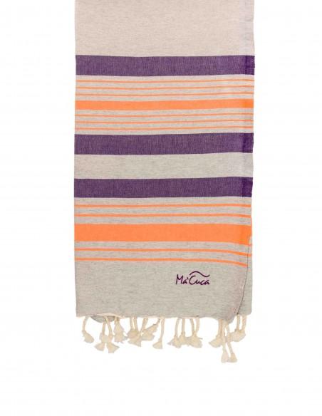 FOUTA TOALLA PAREO 2X1M GRIS NARANJA VIOLETA
