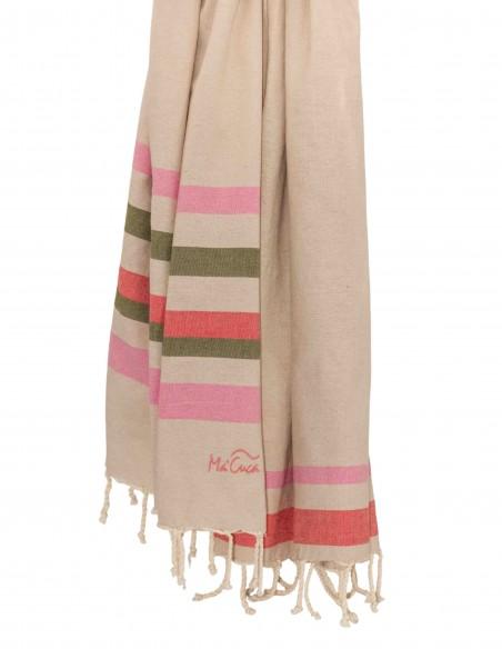 FOUTA TOALLA PAREO 2X1M BEIGE ROSA
