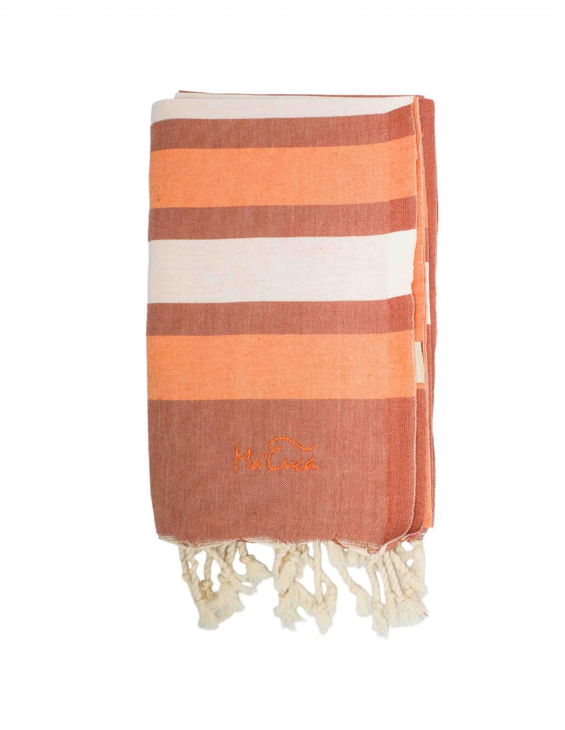FOUTA TOALLA PAREO 2X1M TERRACOTA BLANCO