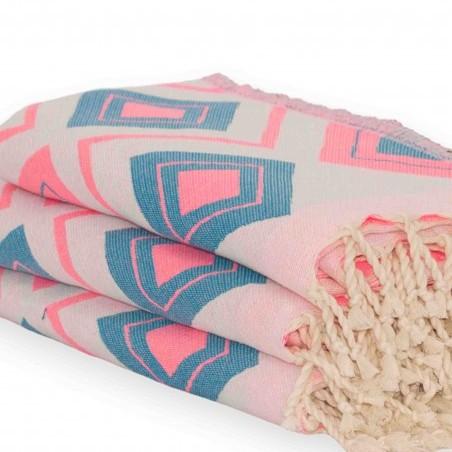 FOUTA TOALLA PAREO 2X1M ROSA TURQUESA