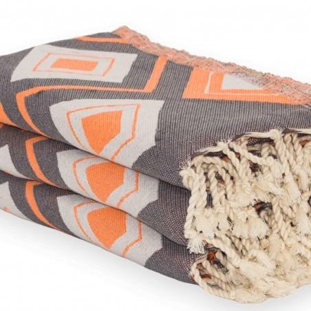 FOUTA TOALLA PAREO 2X1M GRIS NARANJA FLUOR
