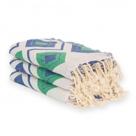 FOUTA TOALLA PAREO 2X1M BLANCO AZUL VERDE