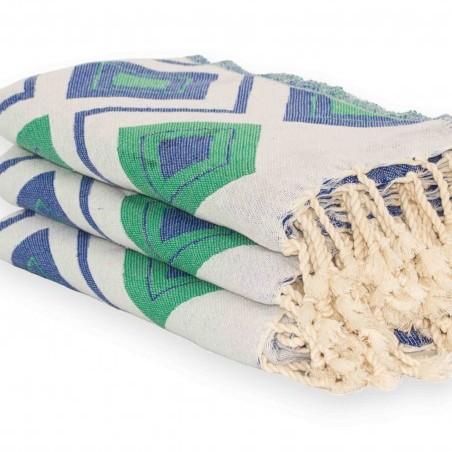 FOUTA TOALLA PAREO 2X1M BLANCO AZUL VERDE
