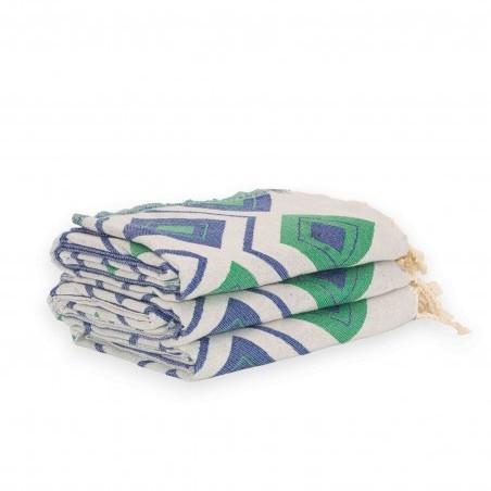 FOUTA TOALLA PAREO 2X1M BLANCO AZUL VERDE