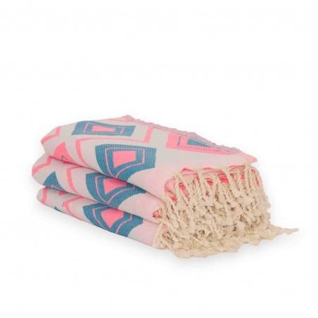 FOUTA TOALLA PAREO 2X1M ROSA TURQUESA