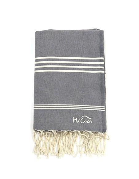 FOUTA TOALLA PAREO 3X2M GRIS OSCURO CRUDO 
