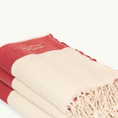 FOUTA TOALLA PAREO 2X1M CRUDO ROJO
