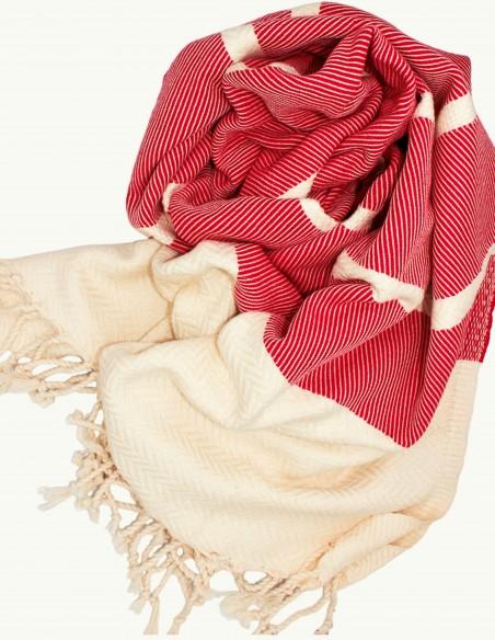 FOUTA TOALLA PAREO 2X1M CRUDO ROJO