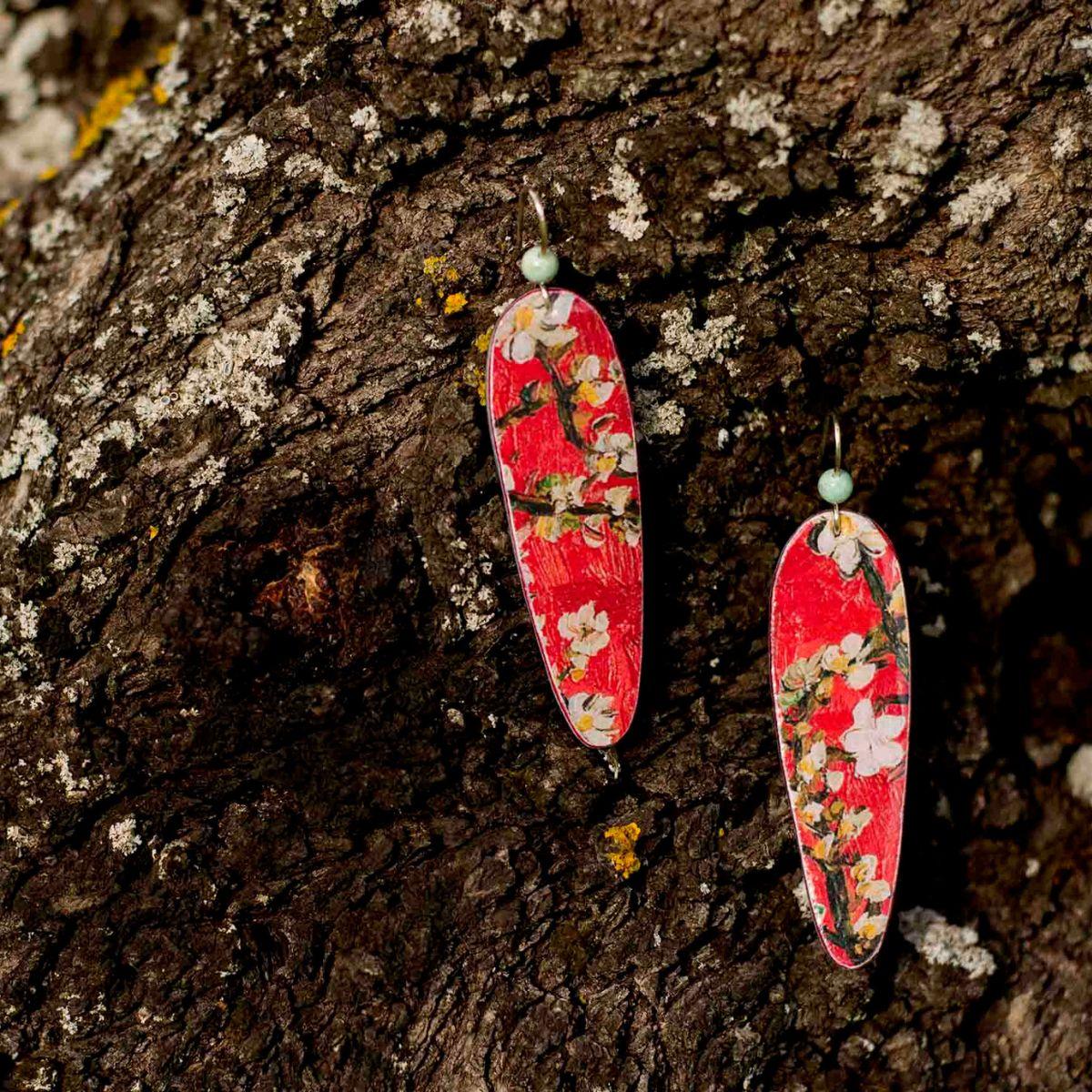 PENDIENTES ALMENDRO ROJO LARGOS